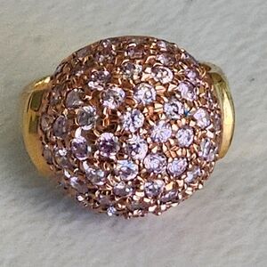 Ross-Simons Sterling Silver Gold Vermeil Pink Or Purple  Crystals Ring Size 7